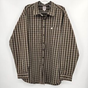 Cinch Long Sleeve Printed Button Front Shirt Mens Size XXL Olive Plaid